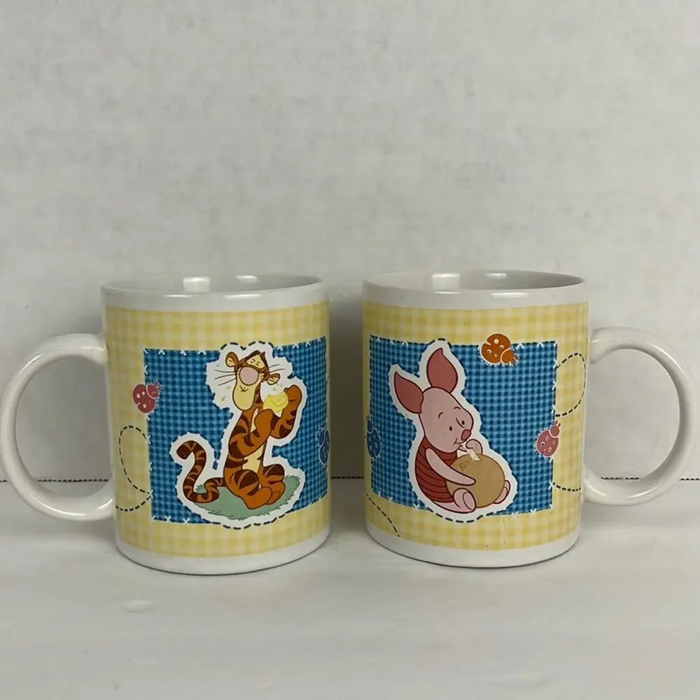 Disney Winnie the Pooh Mugs Cup Set of 2 Coffee Tea Cocoa Tigger Piglet 10 ounce